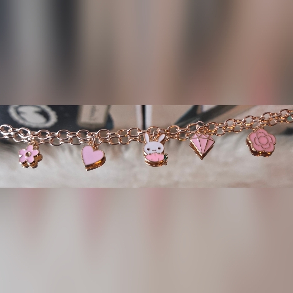 Hearth & Stone Co. Handmade Kawaii Charm Bracelet (7", Rose Gold Chain) - Picture 3 of 4